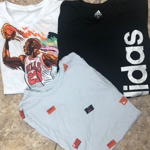 3 T-shirts:) adidas size M kids , withe T-shirts size m kids and one Nike